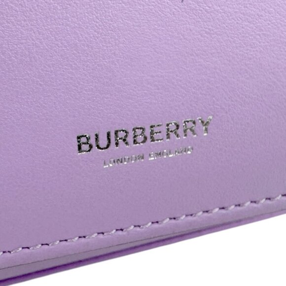 BURBERRY Handbag Shoulder Bag Purple Leather/Silvertone - Picture 10 of 13